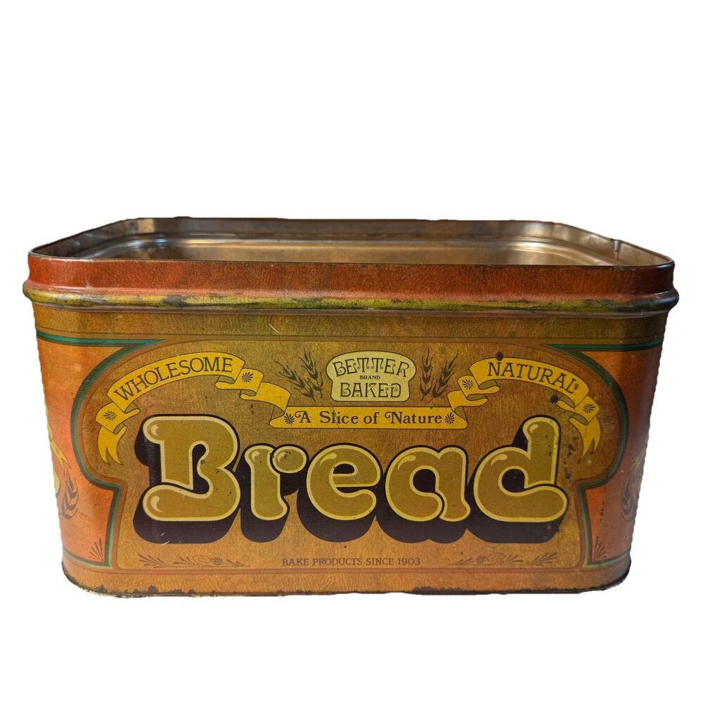 Vintage 70s Cheinco Made in USA Better Baked Brand Metal BreadBox 14x10x8 No Lid